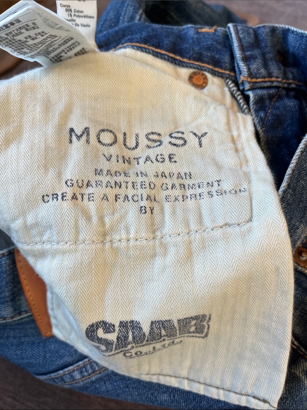 🧋Moussy Vintage Otis Flare High Waisted Made in Japan Denim blue size 26 - Picture 10 of 12